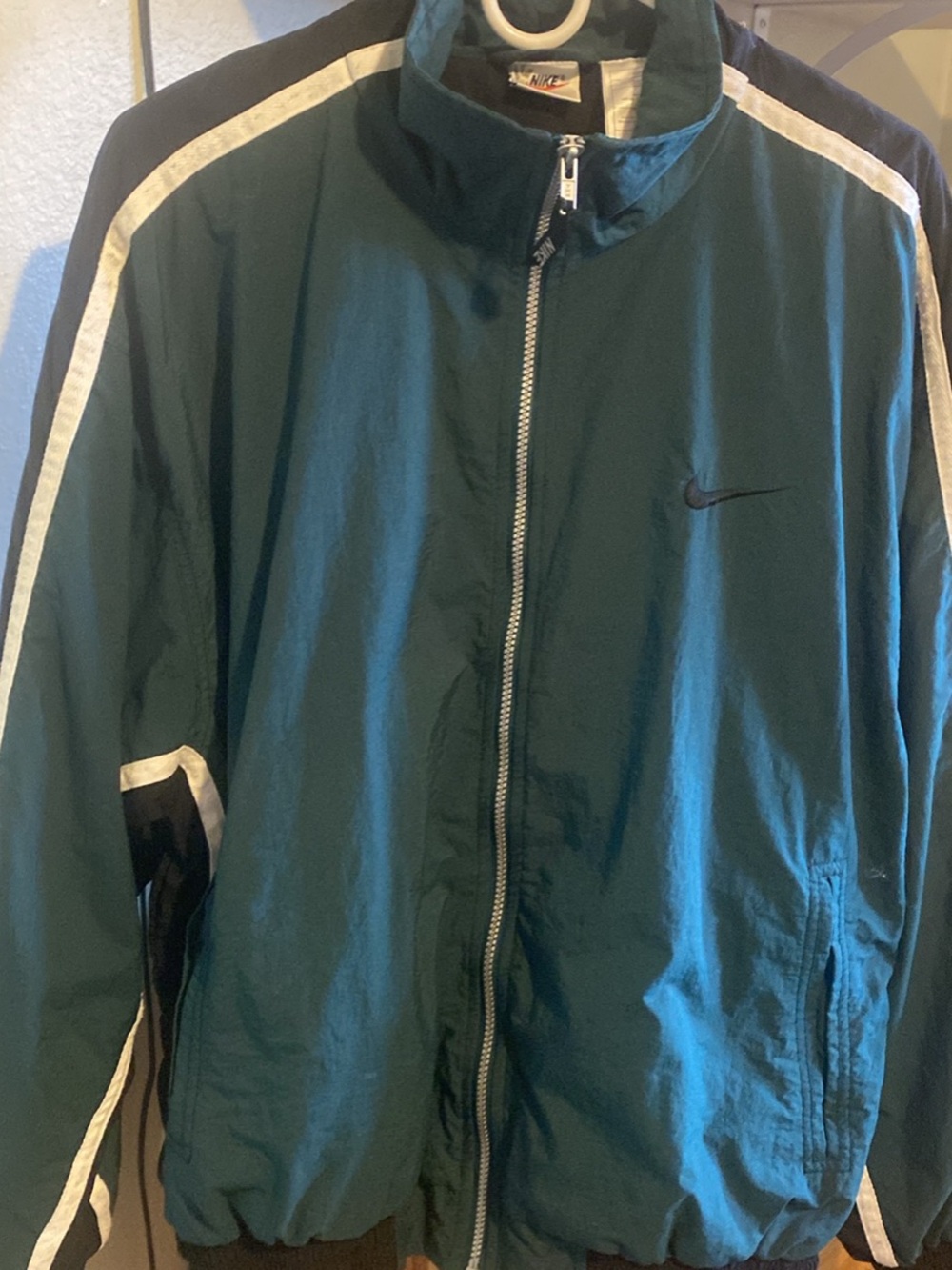Nike Dark Teal Windbreaker Jacket with White Trim